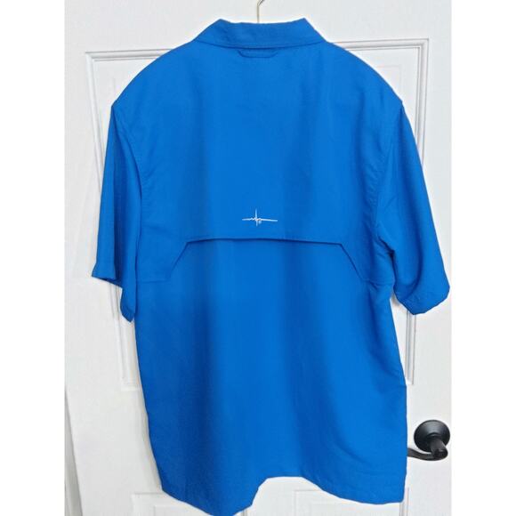 Habit brand blue fishing sportwear button-up shirt. Men's size L. Cool Vent tech - Picture 7 of 10